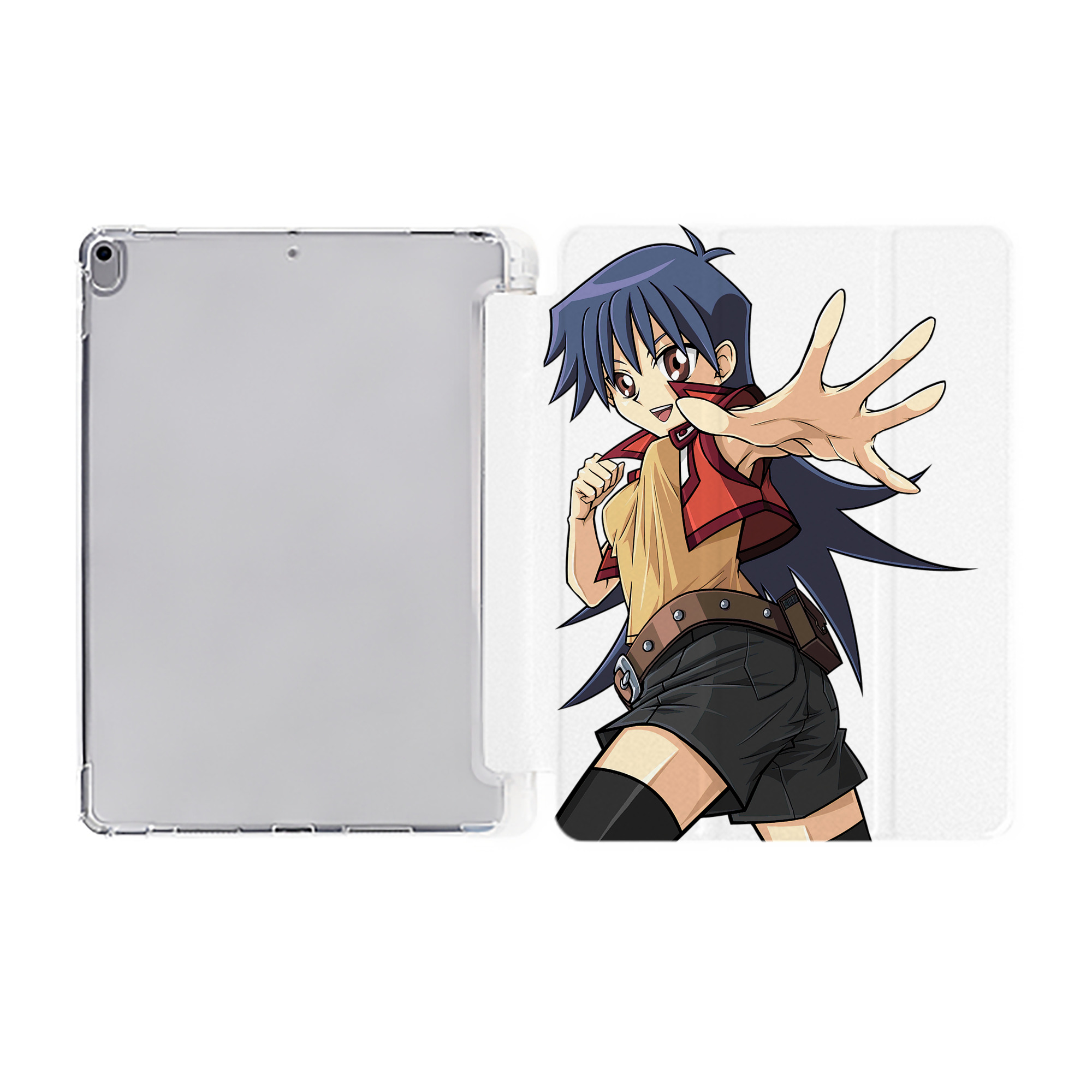 （画像用） 遊☆戯☆王 Yu-Gi-Oh! IPad ケース ペン収納付き 三つ折りスタンド PUレザー×シリコン 対応機種9.5/10.5/10.9インチ